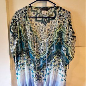 Evolution By JMS Women's Sheer Beachy Beaded Bohemian Plus Sized Y2K 1X